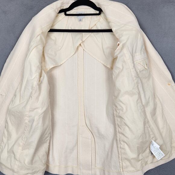 J.Crew Blazer Womens 4 Cream Ivory Pinstripe One Button Notch Lapel Lined Cotton - Picture 12 of 16